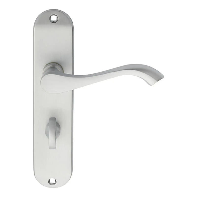 Andros Lever On Backplate - Bathroom 57Mm C/C - Satin Chrome 180MM X 40MM
