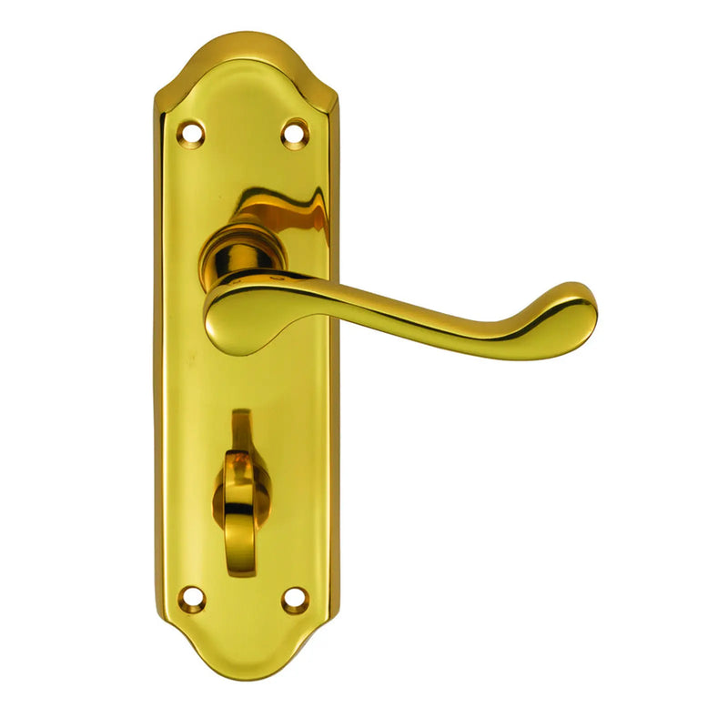 Ashtead Lever On Backplate - Bathroom 57Mm C/C - Polished Brass 168MM X 48MM