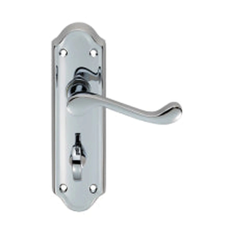 Ashtead Lever On Backplate - Bathroom 57Mm C/C - Polished Chrome 168MM X 48MM