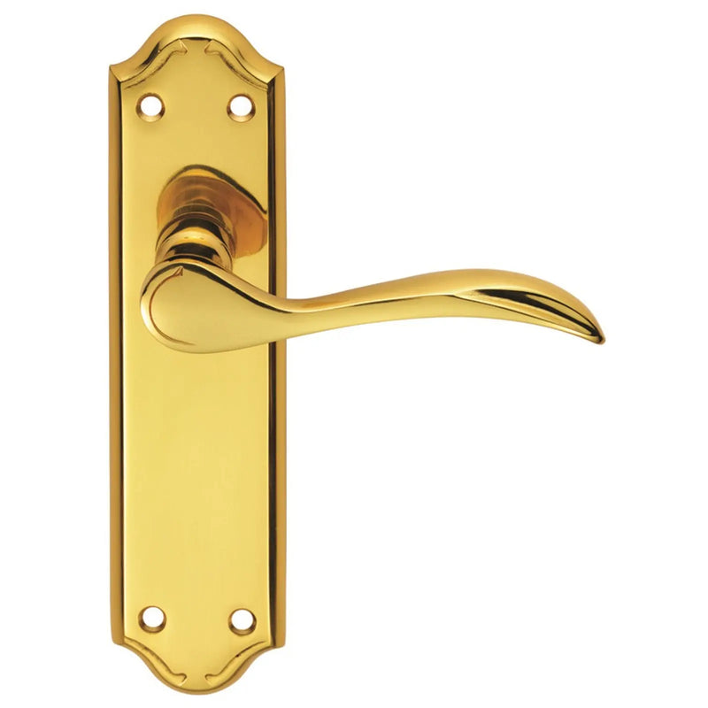 Madrid Lever On Backplate - Latch - Polished Brass 180MM X 45MM