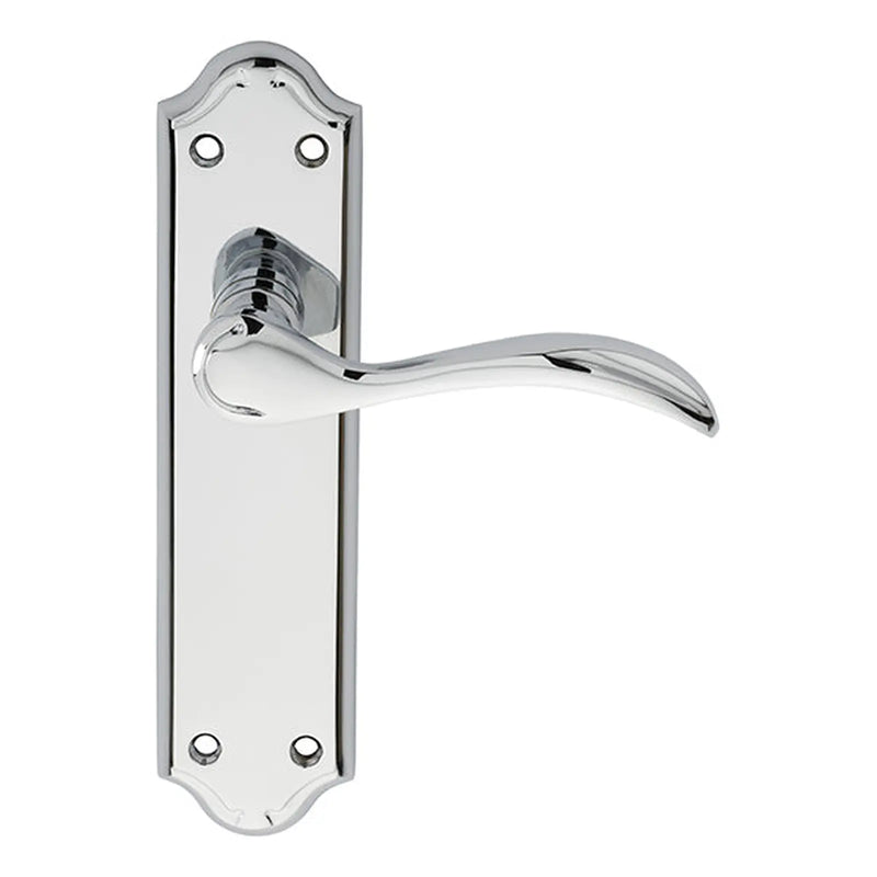 Madrid Lever On Backplate - Latch - Polished Chrome 180MM X 45MM