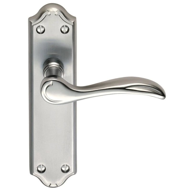 Madrid Lever On Backplate - Latch - Satin Chrome 180MM X 45MM