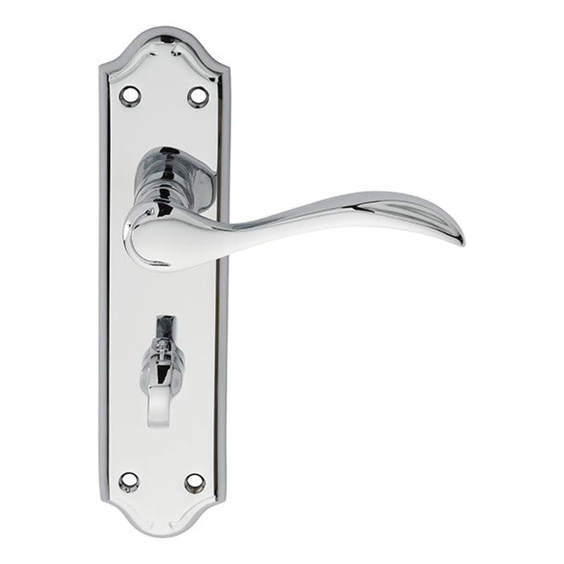 Madrid Lever On Backplate - Bathroom 57Mm C/C - Polished Chrome 180MM X 45MM