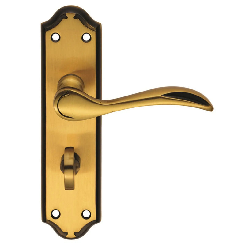 Madrid Lever On Backplate - Bathroom 57Mm C/C - Florentine Bronze 180MM X 45MM