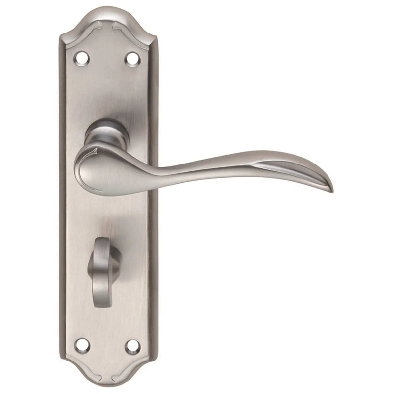 Madrid Lever On Backplate - Bathroom 57Mm C/C - Satin Chrome 180MM X 45MM