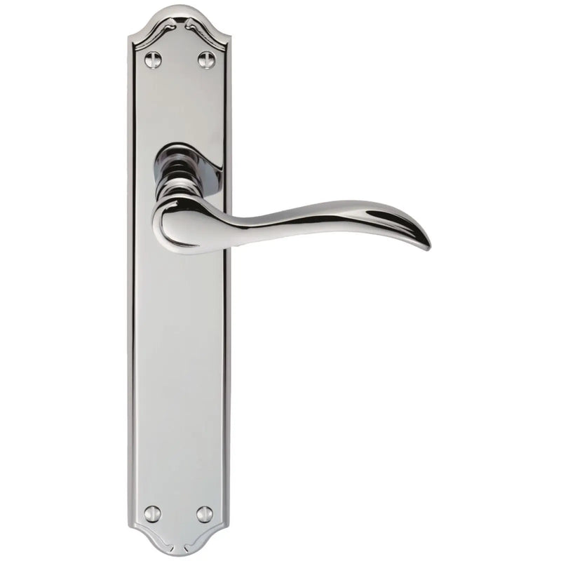 Madrid Lever On Backplate - Latch - Polished Chrome 242MM X 45MM