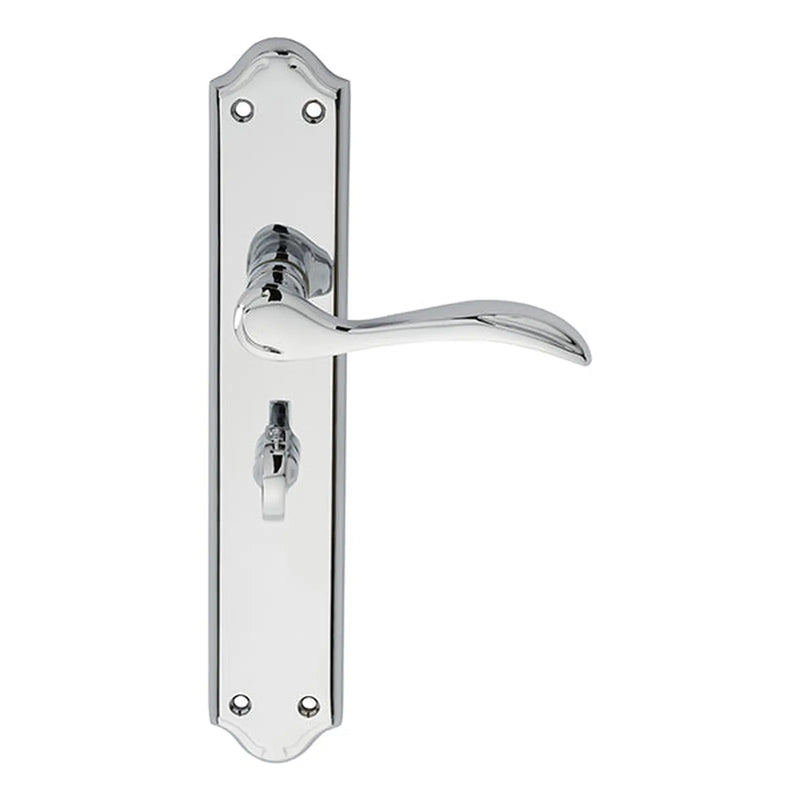 Madrid Lever On Backplate - Bathroom 57Mm C/C - Polished Chrome 242MM X 45MM