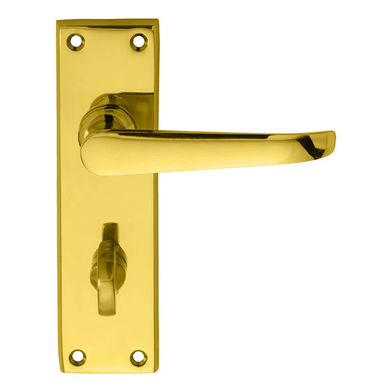 Ascot Heavy Victorian Lever On Backplate - Bathroom 57Mm C/C - Polished Brass 150MM X 43MM