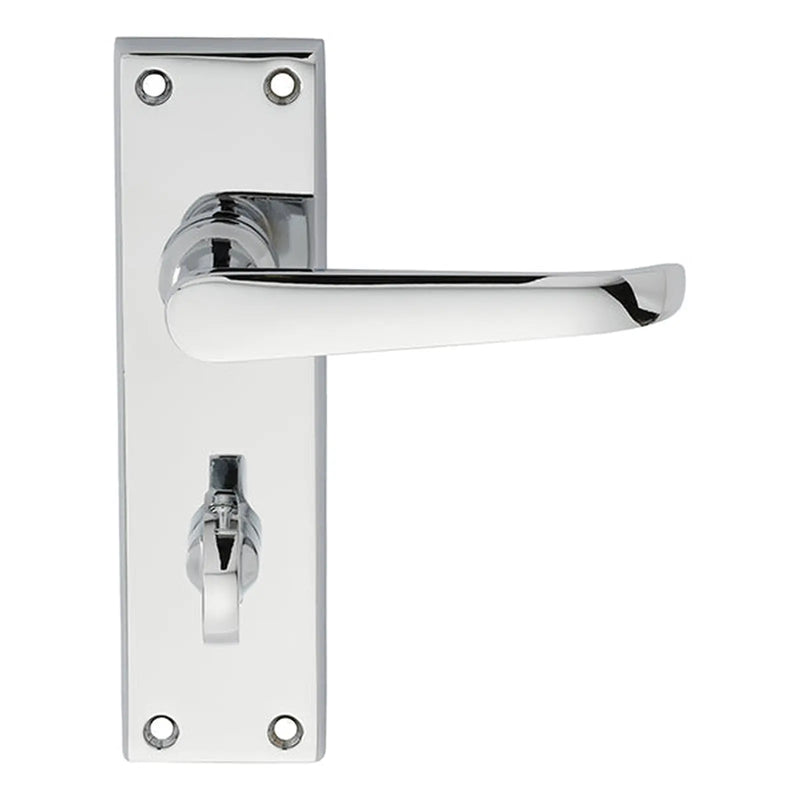 Ascot Heavy Victorian Lever On Backplate - Bathroom 57Mm C/C - Polished Chrome 150MM X 43MM