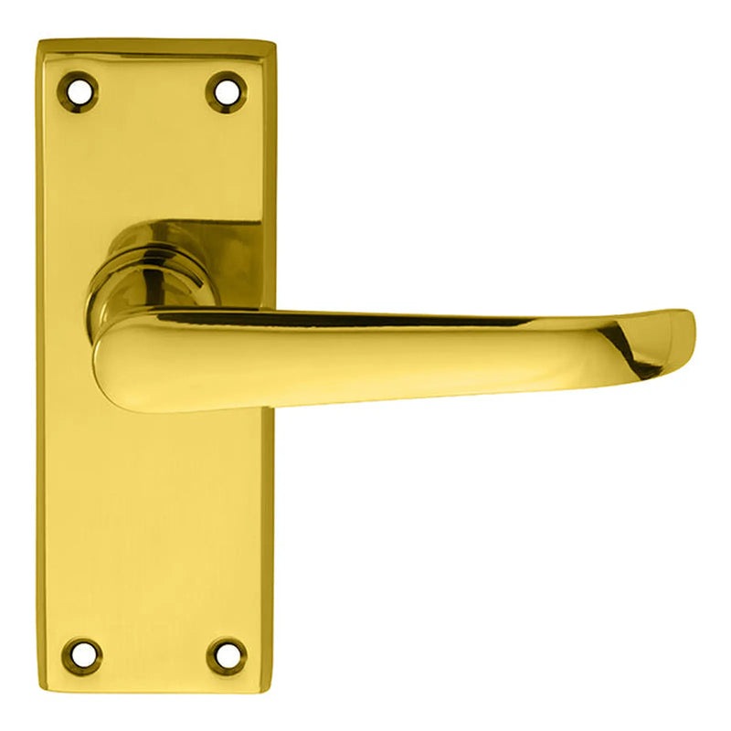 Ascot Heavy Victorian Lever On Backplate - Latch - Polished Brass 118MM X 43MM