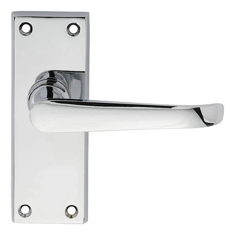 Ascot Heavy Victorian Lever On Backplate - Latch - Polished Chrome 118MM X 43MM