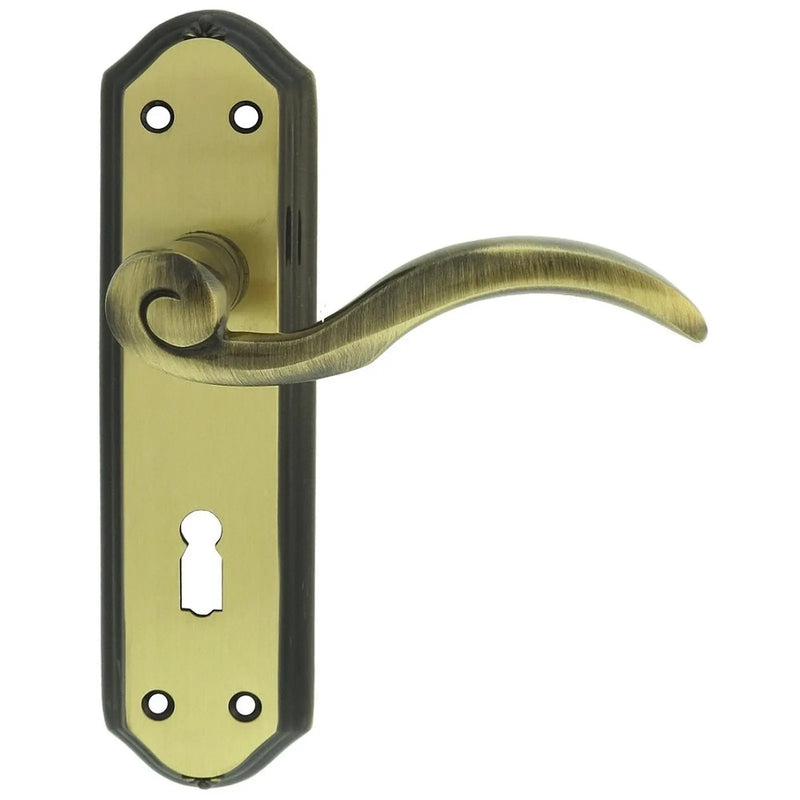 Wentworth Lever On Backplate - Lock 57Mm C/C - Florentine Bronze 180MM X 48MM