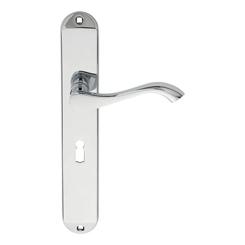Andros Lever On Backplate - Lock 57Mm C/C - Polished Chrome 242MM X 40MM