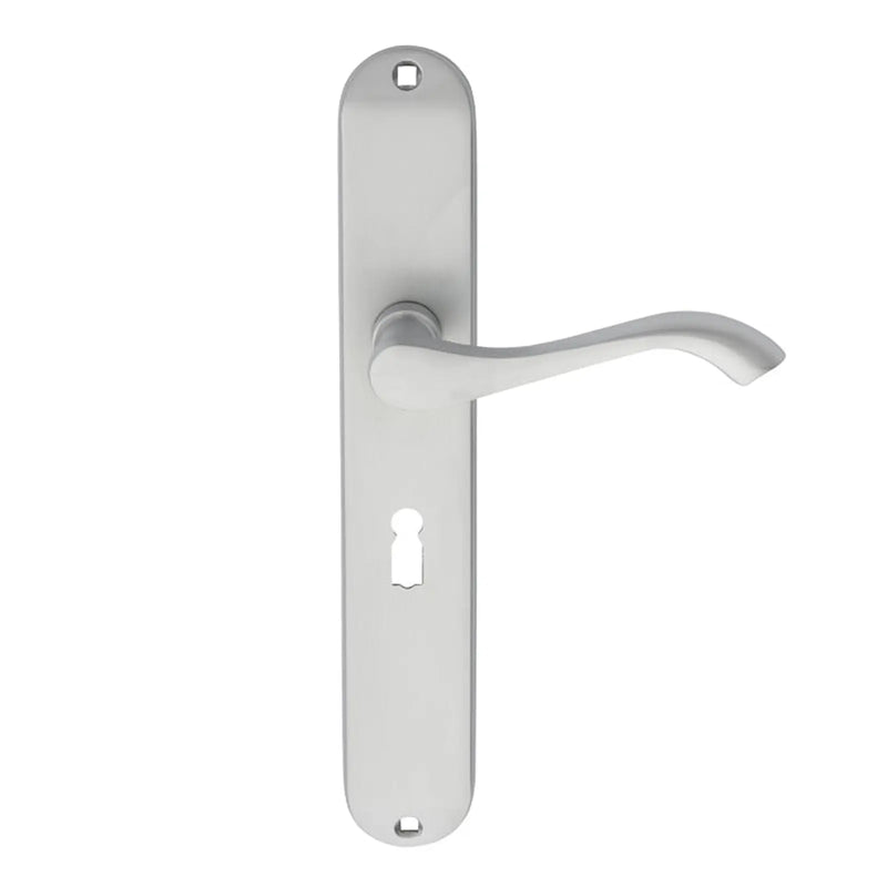 Andros Lever On Backplate - Lock 57Mm C/C - Satin Chrome 242MM X 40MM