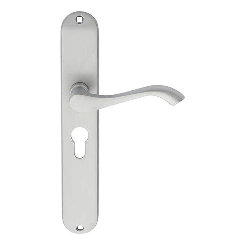 Andros Lever On Backplate - Lock Euro Profile 47.5Mm C/C - Satin Chrome 242MM X 40MM