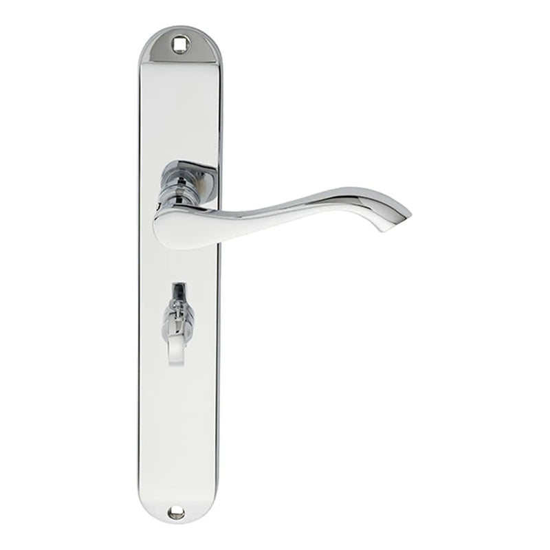 Andros Lever On Backplate - Bathroom 57Mm C/C - Polished Chrome 242MM X 40MM