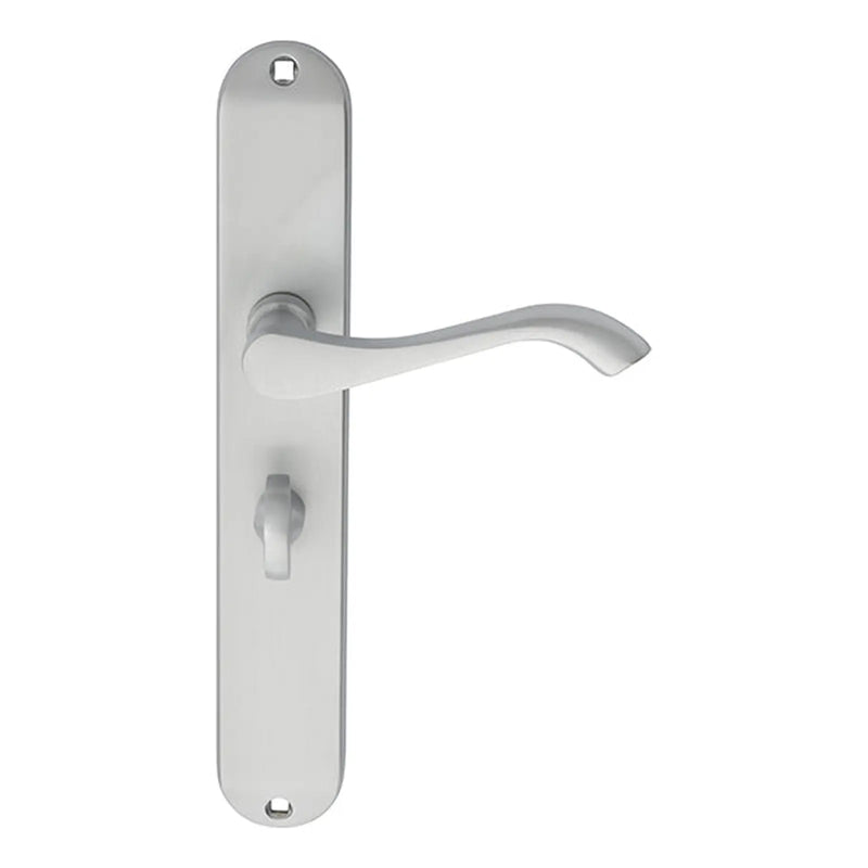 Andros Lever On Backplate - Bathroom 57Mm C/C - Satin Chrome 242MM X 40MM