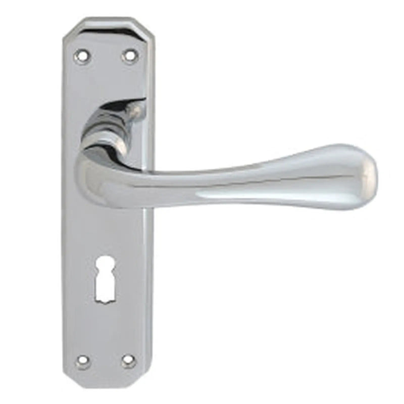 Eden Lever On Backplate - Lock 57Mm C/C - Polished Chrome 180MM X 40MM