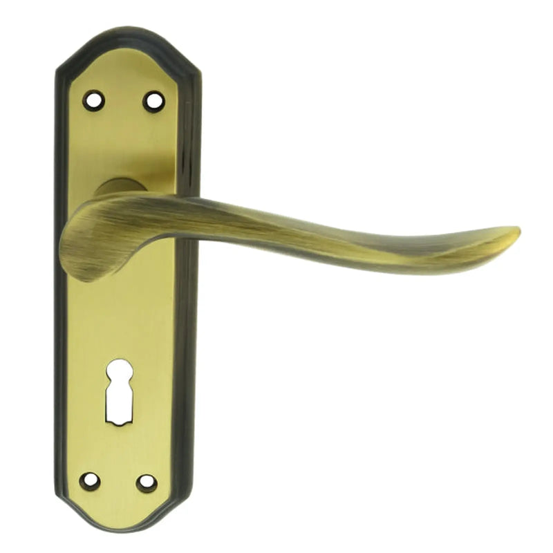 Lytham Lever On Backplate - Lock 57Mm C/C - Florentine Bronze 180MM X 48MM