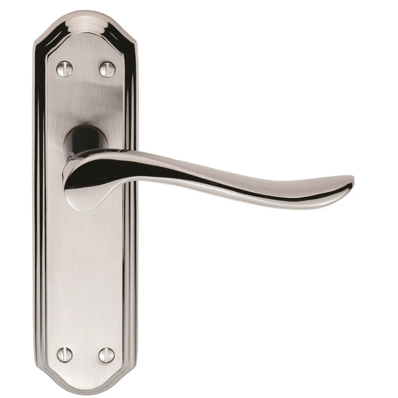 Lytham - Lever Latch Satin Chrome Face Polished Chrome Lever And Edges - Satin Chrome/Polished Chrome 180 X 48