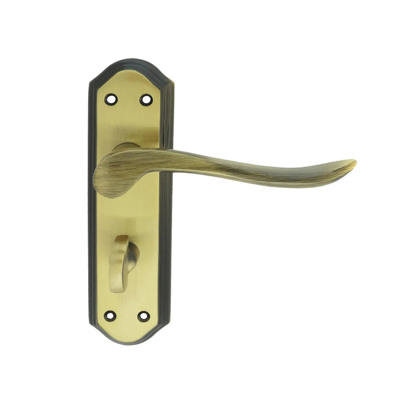 Lytham Lever On Backplate - Bathroom 57Mm C/C - Florentine Bronze 180mm x 48mm