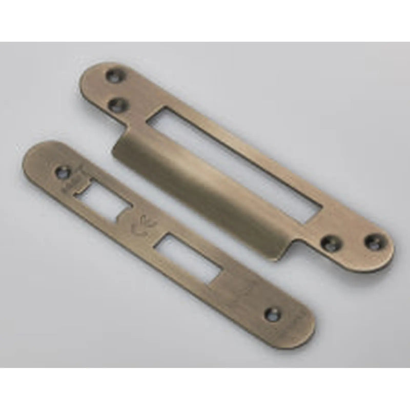 Forend Strike & Fixings - Bas/Ess/Lss - Radius - Antique Brass