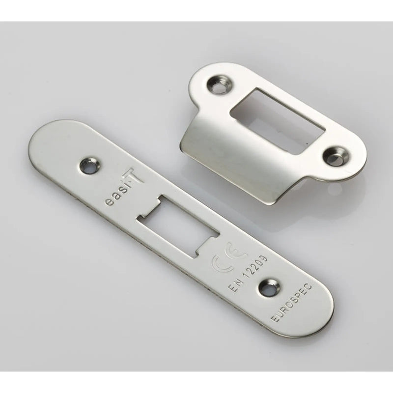 Forend Strike & Fixings - Fll - Radius - Bright Stainless Steel