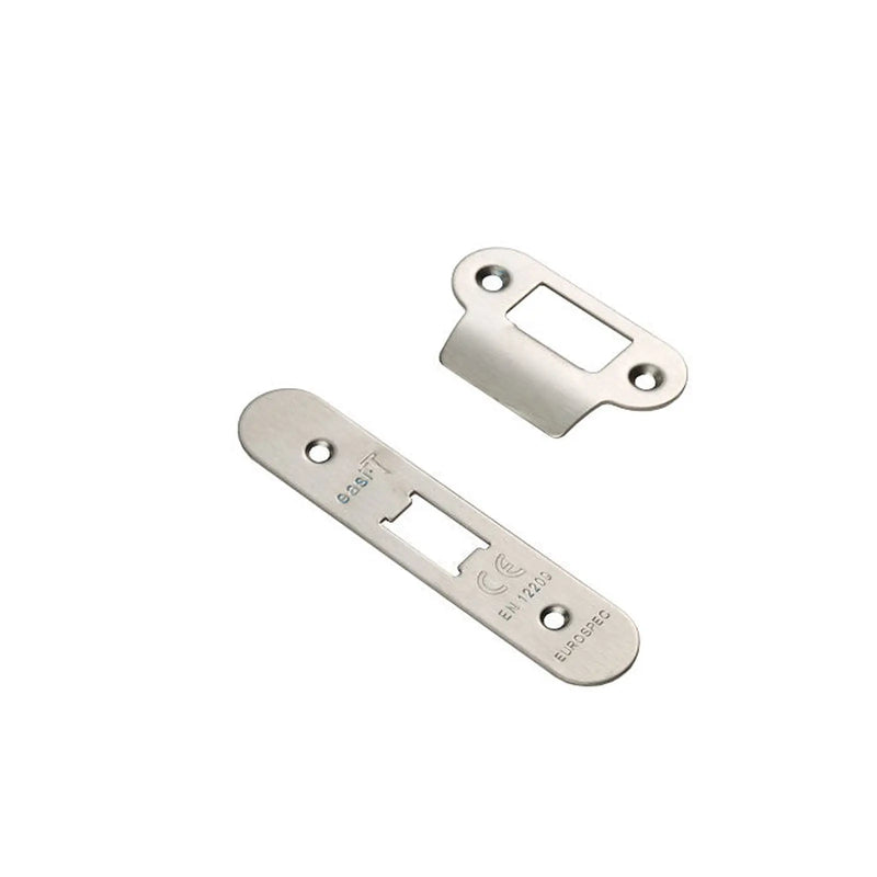 Forend Strike & Fixings - Fll - Radius - Satin Stainless Steel