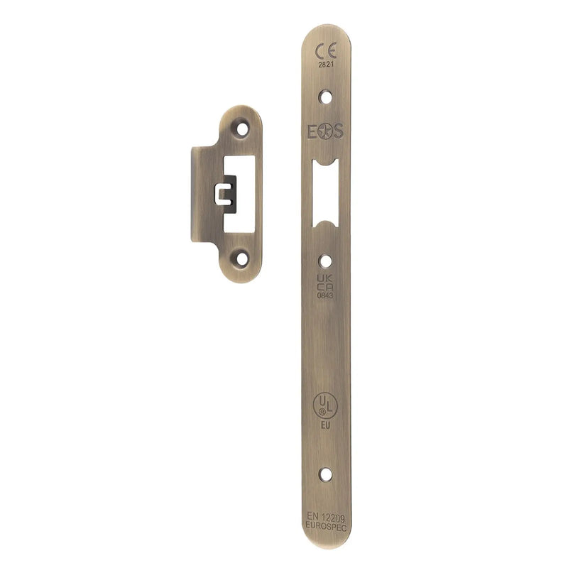 Forend Strike & Fixings - Dls0060L - Radius - Antique Brass
