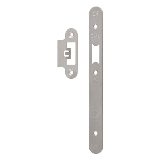 Forend Strike & Fixings - Dls0060L - Radius - Satin Stainless Steel
