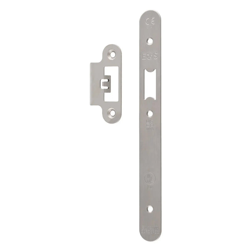 Forend Strike & Fixings - Dls0060L - Radius - Satin Stainless Steel