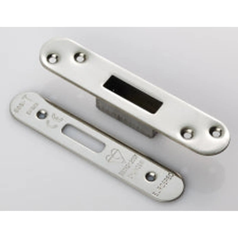 Forend Strike & Fixings - Edbl - Radius - Bright Stainless Steel