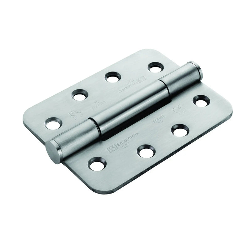 Stax 102 X 76 X 3.4Mm Concealed Bearing Hinge Grade 14 C/W Screws - Radius (Pair) - Satin Stainless Steel