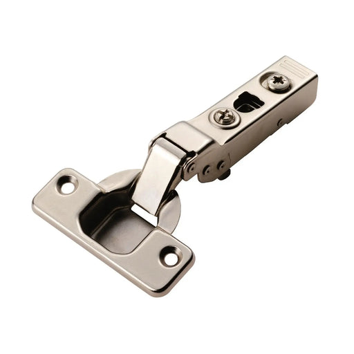 Stax 100 Deg Half Overlay Clip-On Soft Close Hinge (C80B676F) - Bright Nickel Plate 35 cup