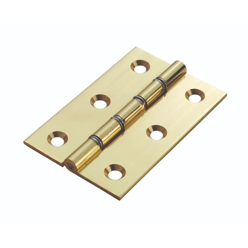 Stax 76 X 50 X 2Mm Double Steel Washered Butt Hinge C/W Screws (Pair) - Polished/Lacquered