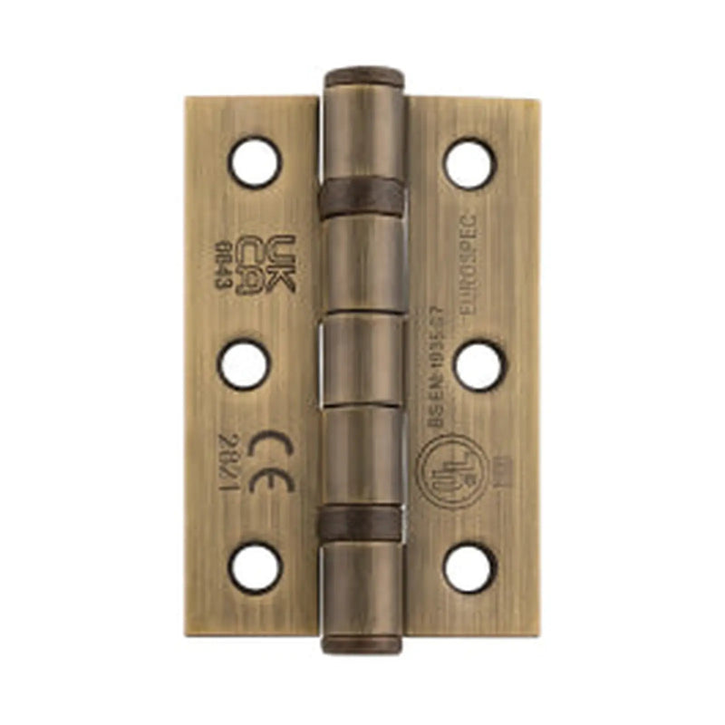 Stax 76 X 51 X 2Mm Ball Bearing Hinge Grade 7 C/W Screws (Pair) - Antique Brass