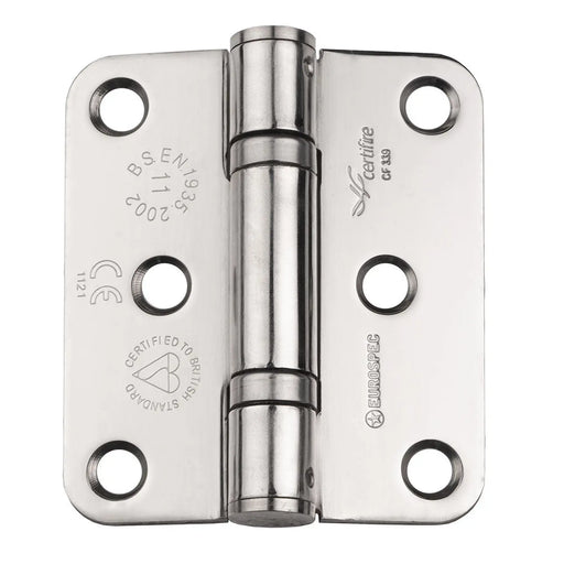 Stax 76 X 67 X 2.5Mm Ball Bearing Hinge Grade 11 C/W Screws - Radius (Pair) - Bright Stainless Steel