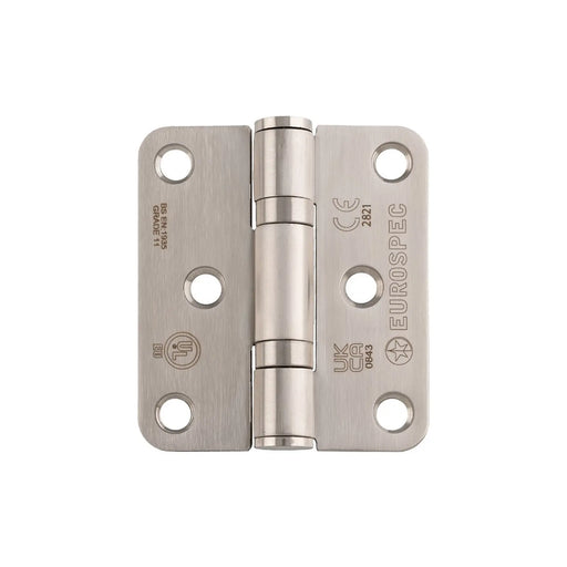 Stax 76 X 67 X 2.5Mm Ball Bearing Hinge Grade 11 C/W Screws - Radius (Pair) - Satin Stainless Steel