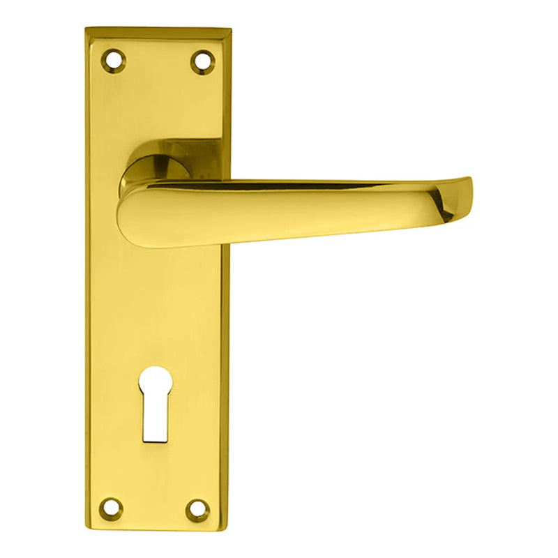 Victorian Lever On Backplate - Lock 57Mm C/C - Polished Brass 150MM X 43MM