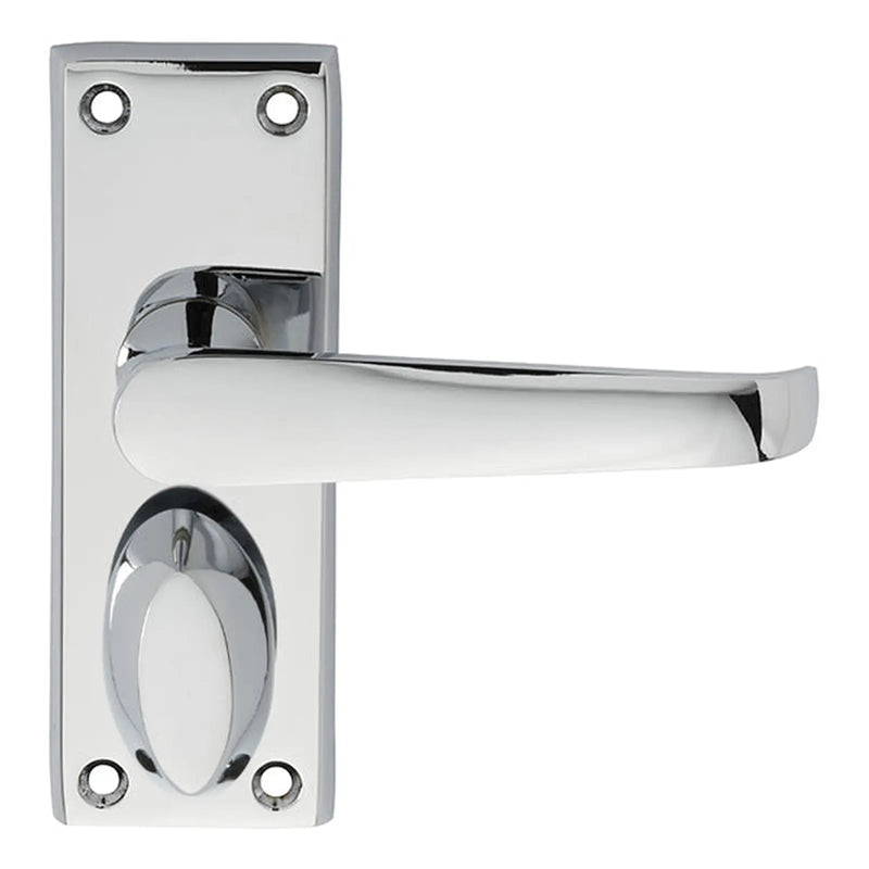 Victorian Lever On Backplate - Privacy - Polished Chrome 114MM X 38MM