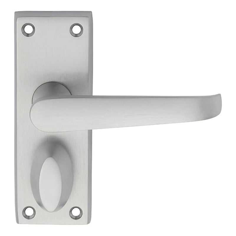 Victorian Lever On Backplate - Privacy - Satin Chrome 114MM X 38MM