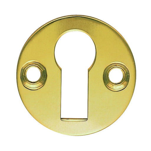 Escutcheon - Lock Profile Victorian Round Face Fix - Polished Brass 32MM