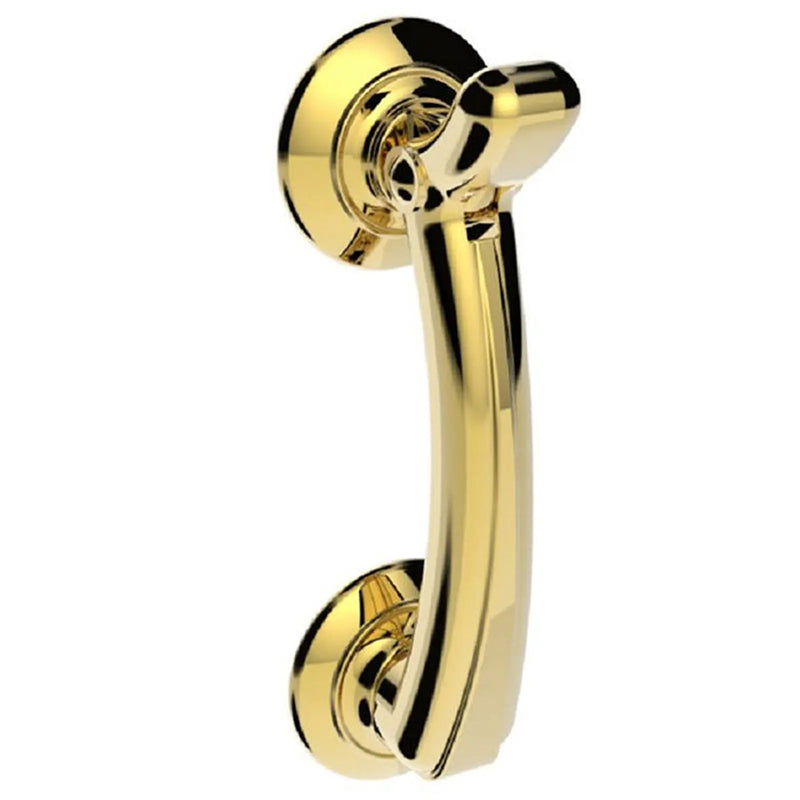 Door Knocker On Rose Polished Brass - Polished Brass 95MM C/C