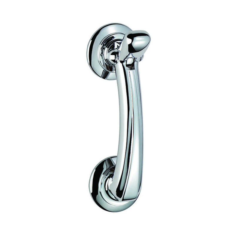 Door Knocker On Rose Chrome Plate - Polished Chrome 95MM C/C