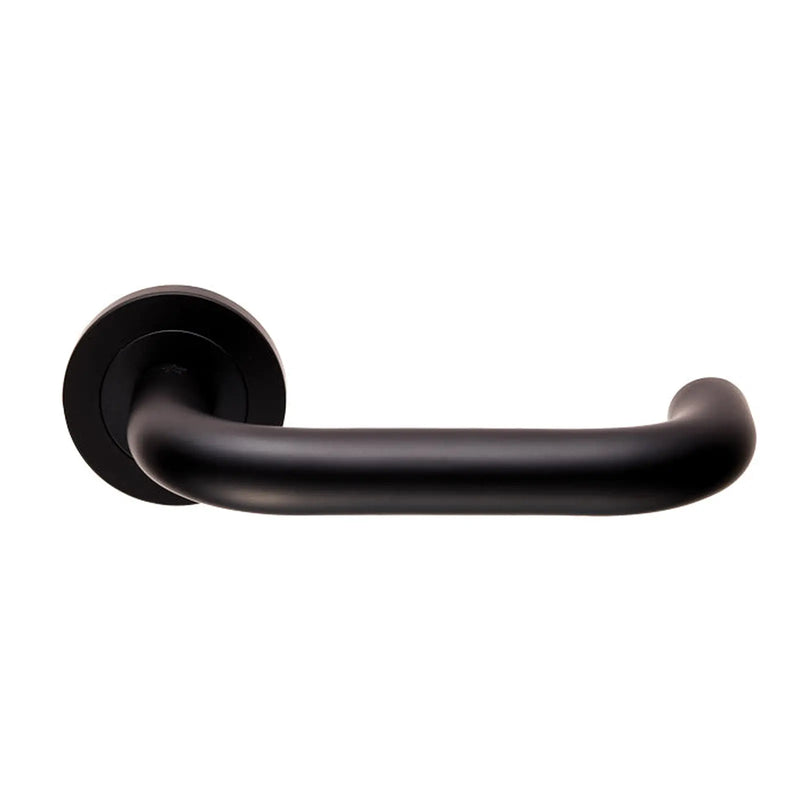 Nera Lever On Sprung Screw-On Round Rose - Matt Black