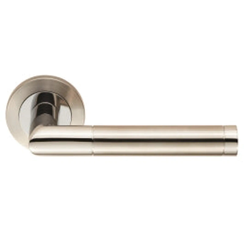 Treviri Lever On Sprung Screw-On Round Rose - Bright Stainless Steel/Satin Stainless Steel