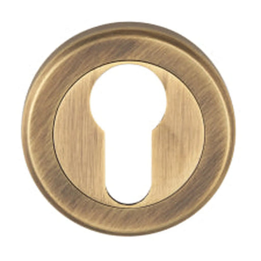 Escutcheon - Euro Profile - Screw-On Round Rose - Antique Brass