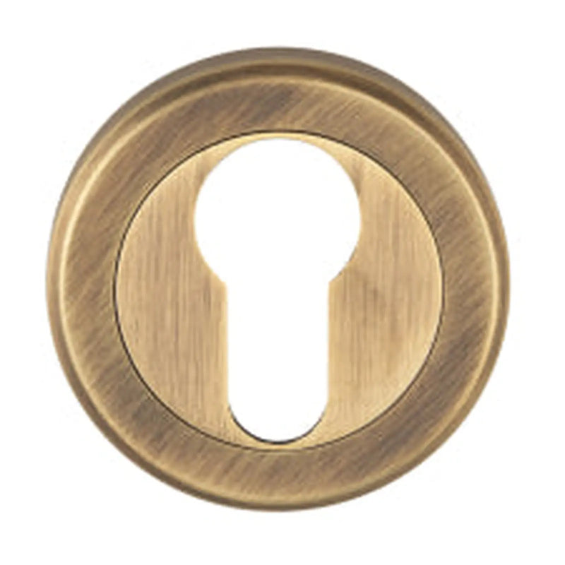 Escutcheon - Euro Profile - Screw-On Round Rose - Antique Brass