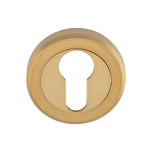 Escutcheon - Euro Profile - Screw-On Round Rose - Satin Brass