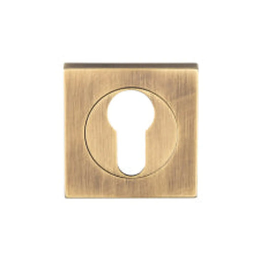 Escutcheon - Euro Profile - Square Rose - Antique Brass